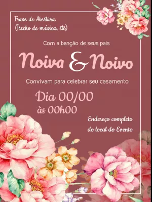 Convite de Casamento Rosa Vermelha para editar e para imprimir  Convite  casamento online, Fazer convite de casamento, Convite de casamento virtual