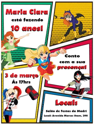 Convite aniversário Super Hero Girls