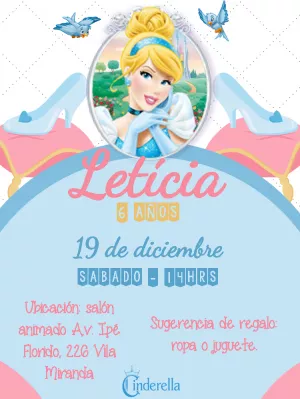 Haz una invitación online Invitación digital cumpleaños infantil Cenicienta