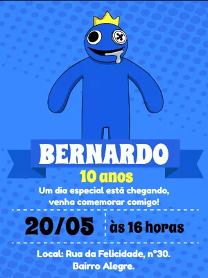 16 Convites de aniversário Rainbow Friends para editar grátis (WhatsApp e  Imprimir)