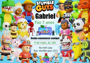 Convite De Aniversário Para Editar Stumble Guys