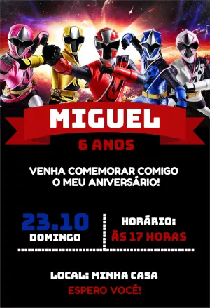 Power rangers birthday invitation