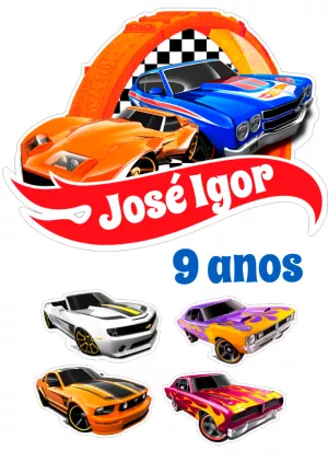 Hotwheels Carros Topo De Bolo Personalizado Pronto P/ Usa