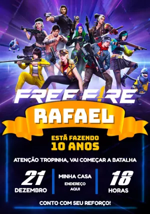 Convite Aniversário Free Fire - Arte Digital