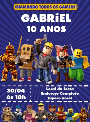 Convite Aniversário Roblox