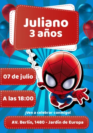 Hacer invitación online invitación digital Spiderman Cute