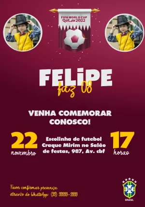 Fazer convite online convite digital COPA DO MUNDO QATAR 2022