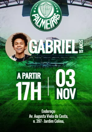 Convite Aniversário do Palmeiras - Edite grátis com nosso editor