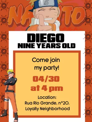 make online invitation digital birthday naruto invitation