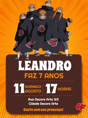 Convite De Aniversário Akatsuki Edite Online