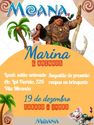 Moana birthday invitation