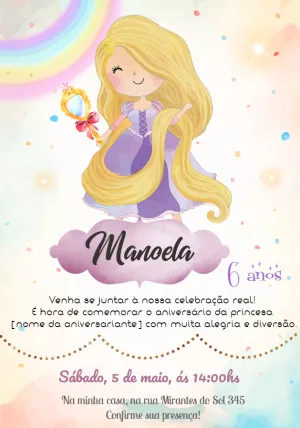 Convite Virtual Rapunzel - Tudinho de Biquinho