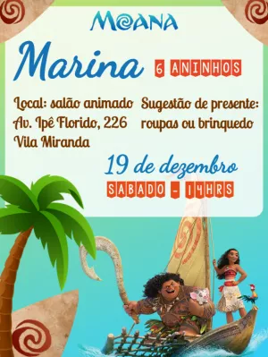 Moana birthday invitation