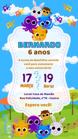 Convite aniversário Bolofofos