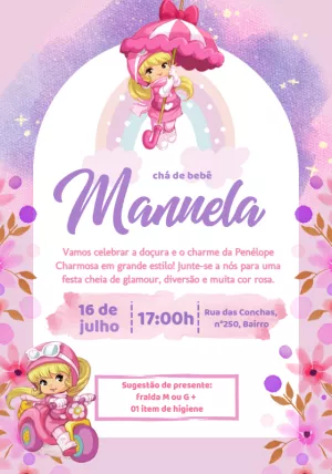 Charming Penelope Baby Shower Invitation