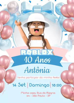 Invitation d'anniversaire de fille Roblox