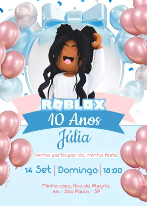 Invitation d'anniversaire de fille Roblox