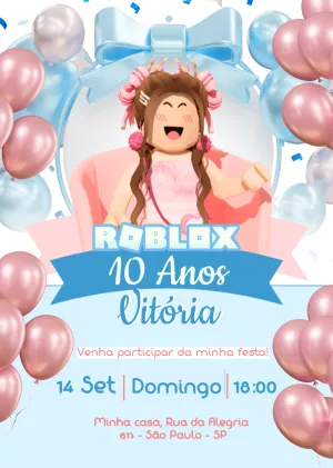 Invitation d'anniversaire de fille Roblox