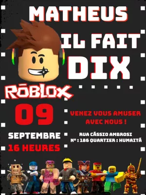 Faire Une Invitation En Ligne Invitation D 39 Anniversaire Roblox