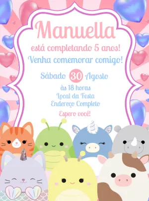 Invitation d'anniversaire Squishmallows