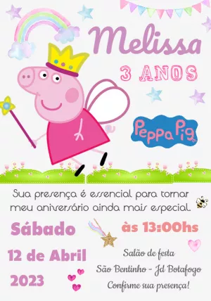 ▷ Convite Digital Casa Peppa Pig, GRÁTIS