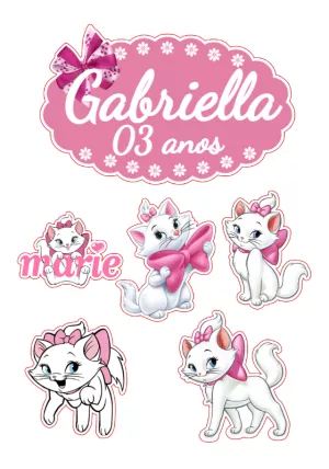 Topo De Bolo Topper De Bolo Personalizado Gata Gatinha Marie