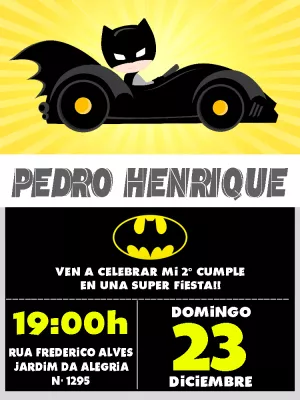 Hacer invitación online invitación digital Batman niño cumpleaños