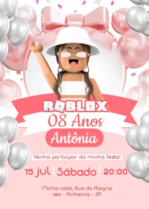 Invitación de cumpleaños de niña de Roblox