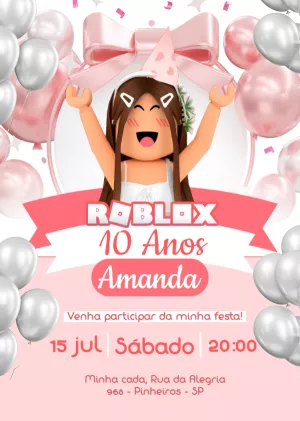 Invitación de cumpleaños de niña de Roblox