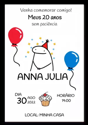 Convite Digital Aniversário Festa - Flork Bento Meme Bolo