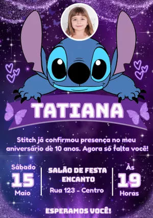 Stitch Birthday Invitation with photo