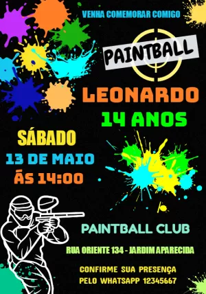 Paintball birthday invitation