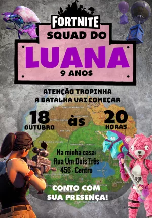 Convite Free Fire Para Imprimir Roxo Edite Online