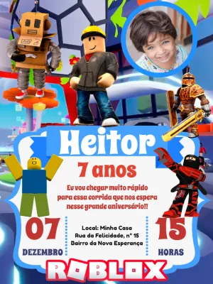 Convite Digital Roblox ou Escolha o Tema