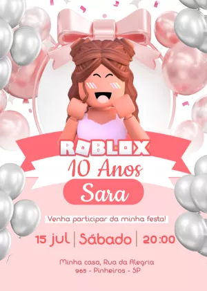 Invitación de cumpleaños de niña de Roblox