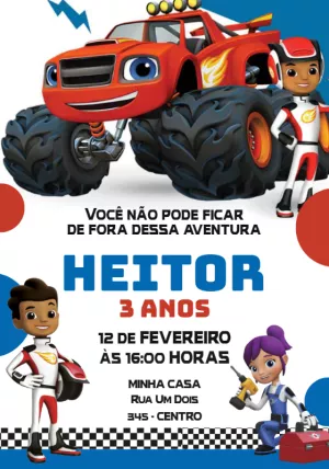 Cartão SUS Blaze E Os Monster Machines - Digital Grátis