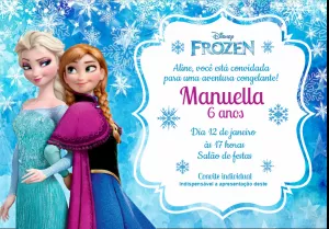 Convite Animado Virtual Frozen Grátis para Baixar e Personalizar