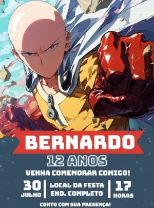 One Punch-Man Birthday Invitation