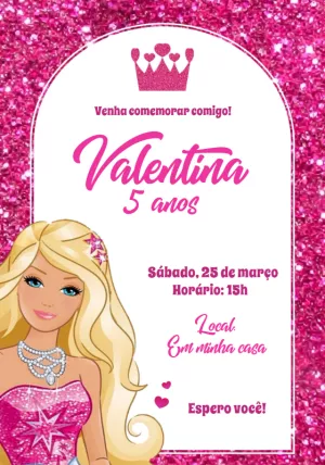 Convite aniversário barbie - Edite grátis com nosso editor online