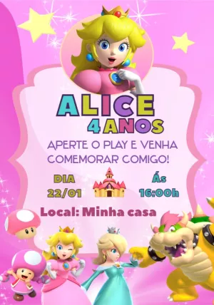 Convite aniversário Princesa Peach