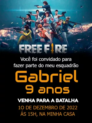 Convite Digital Personalizado - Free Fire