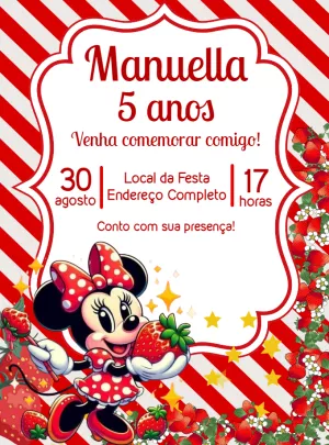 Strawberry Minnie Mouse Birthday Invitation