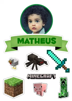 Topo De Bolo Minecraft Personalizado Para Imprimir