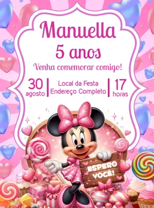 Minnie Mouse Sweets Birthday Invitation