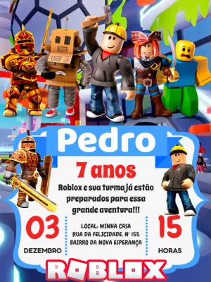 Convite Virtual Animado Personalizado Roblox