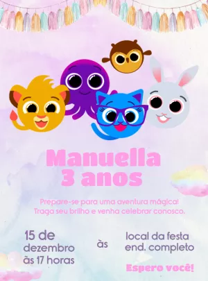 Convite Aniversário Bolofofos Festa Infantil - Edite grátis com nosso  editor online