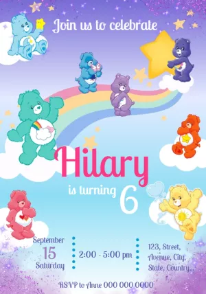 Birthday Invitation Care Bears