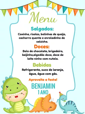 Menu aniversário Dino Baby