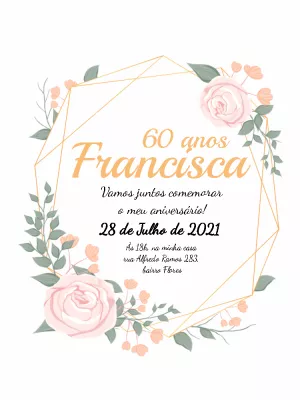 Convite aniversário 60 anos Floral