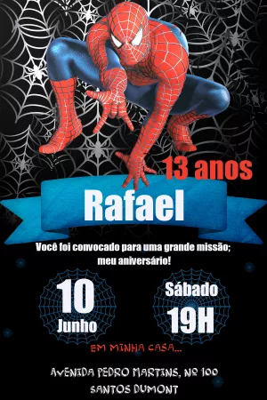 Convite Digital Homem Aranha Personalizado